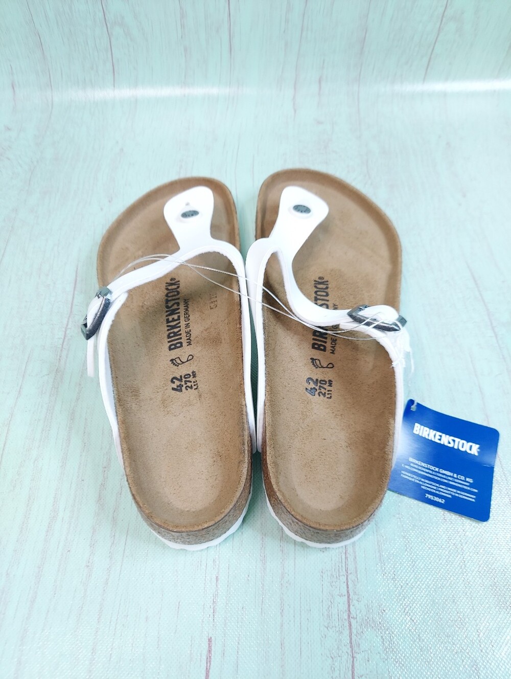 Birkenstock White Gizeh Sandals Sz 42 L11/M9 - Picture 4 of 14